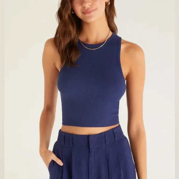 トップス HANNA Z Supply | Tops | Z Supply Hannah Crop Rib Tank Top In Indigo